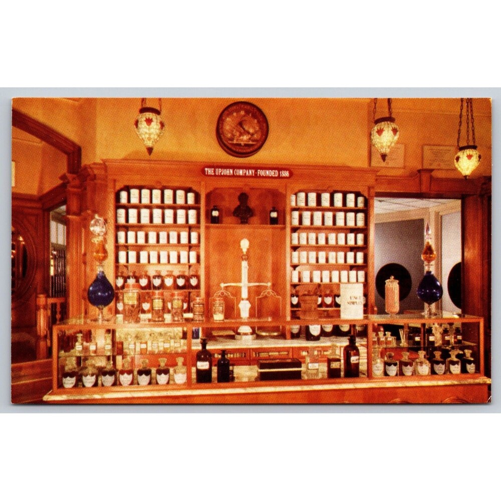 Postcard California Disneyland Upjohn Pharmacy Prescription Counter c1960s CA